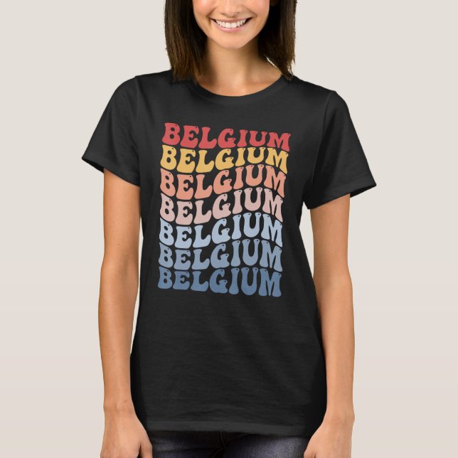 Camiseta Belgium Groovy Retro Belgian (Frente)