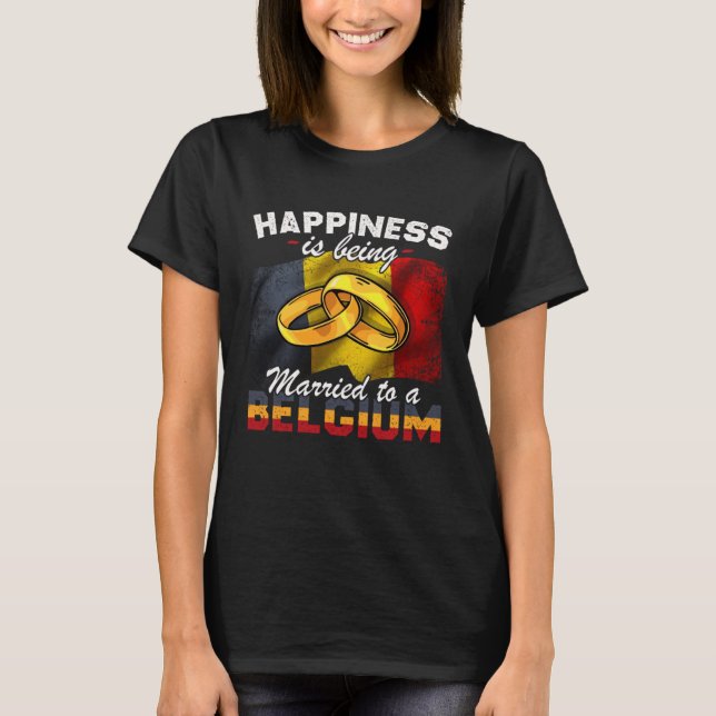 Camiseta Belgium Marriage Belgian Married Flag Wedded Cultu (Frente)