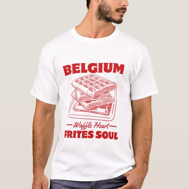Camiseta Belgium: Waffle heart, frites soul (Frente)