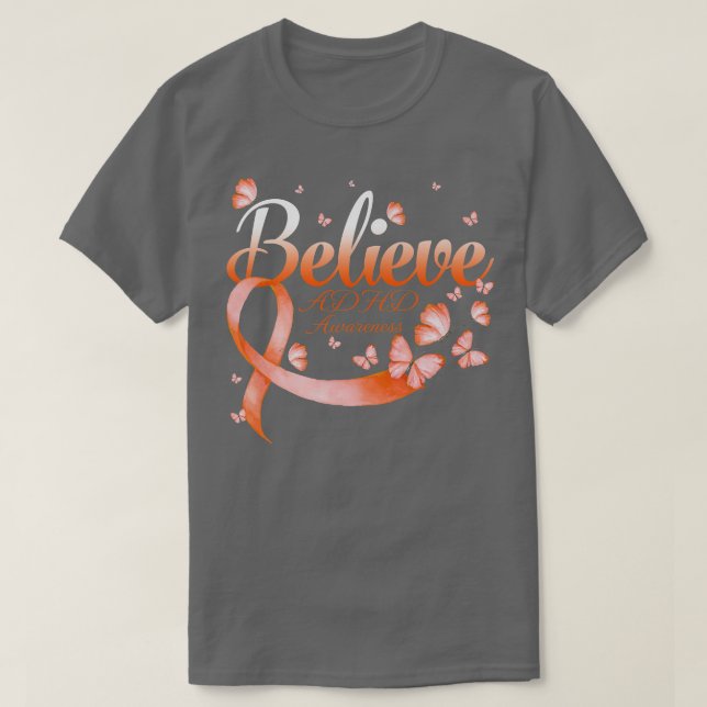 Camiseta Believe ADHD Awareness Butterfly466 (Frente do Design)