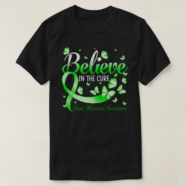 Camiseta Believe In The Cure Bone Marrow Awareness Butterfl (Frente do Design)