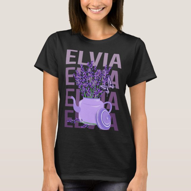 Camiseta Belíssima Lavanda - Nome Elvia (Frente)
