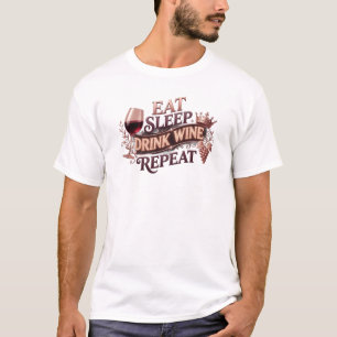 Camiseta Belíssimo Design de Arte COMA DURMA BEBE VINHO REP