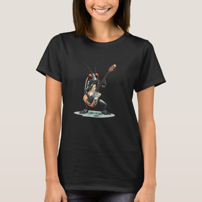 Camiseta Belíssimo violão de Rock com inseto barata engraça (Frente)