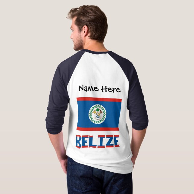 Camiseta Belize Bandeira Personalizada de Belize (Parte Traseira Completa)