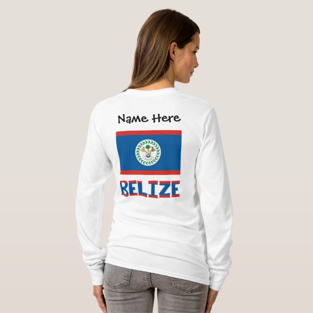 Camiseta Belize Bandeira Personalizada do Belize  (Parte Traseira Completa)