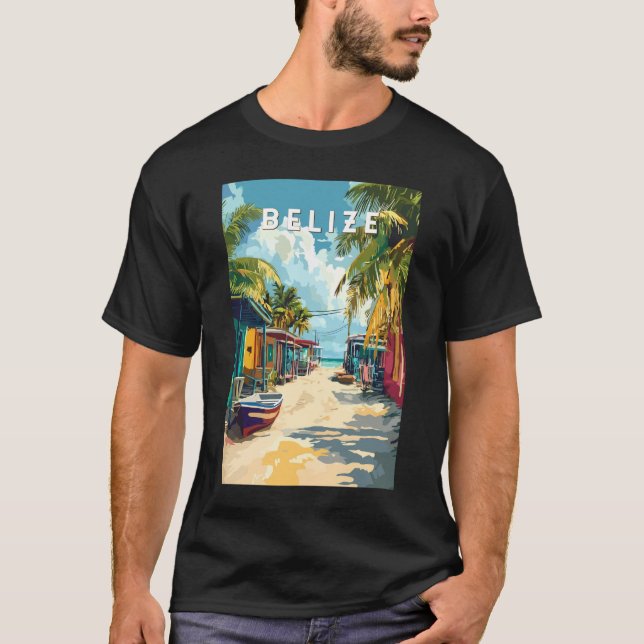 Camiseta Belize Illustration Viagem Art Vintage (Frente)