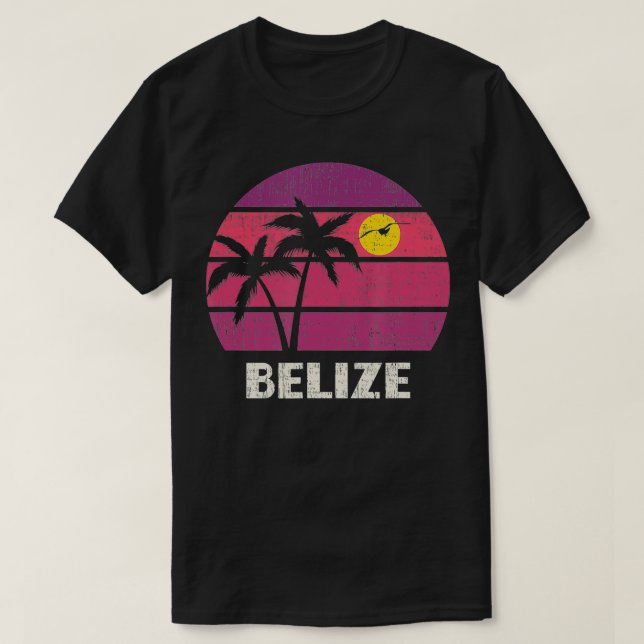 Camiseta Belize Retro Surfer Beach Vintage Sunset Love (Frente do Design)
