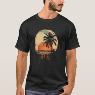 Camiseta Belize Snorkeling Viagem Vintage Sunset Palm Trees