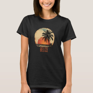 Camiseta Belize Snorkeling Viagem Vintage Sunset Palm Trees