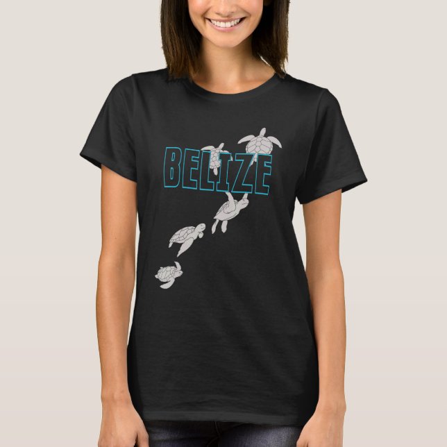 Camiseta Belize Tartarugas Marítimas Scuba Mergulhando Com  (Frente)