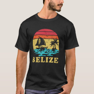 Camiseta Belize Velho Navio de Vela da Palmeira Verão Vela