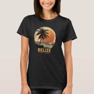 Camiseta Belize Vintage Beach Viagem Sunset Palm Trees