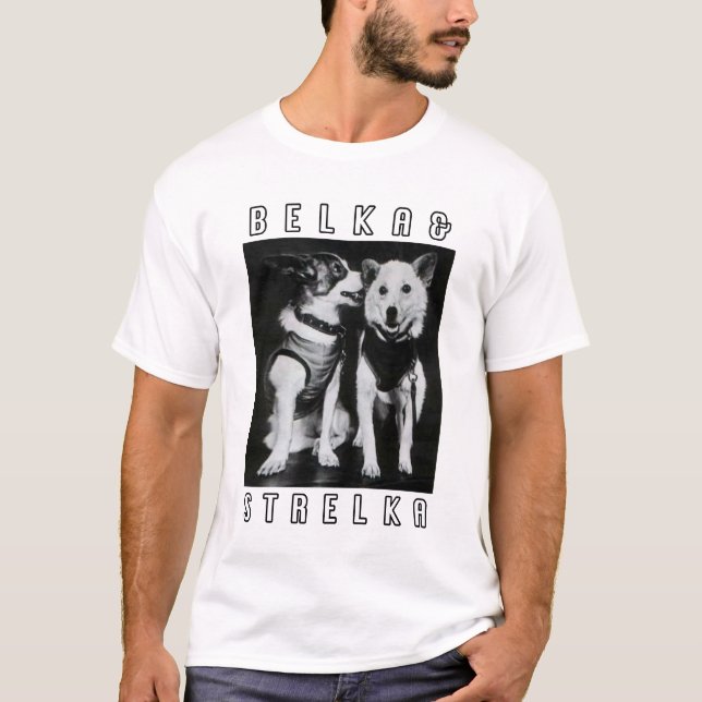 Camiseta Belka e Strelka URSS CICK - Cães espaciais Laika (Frente)