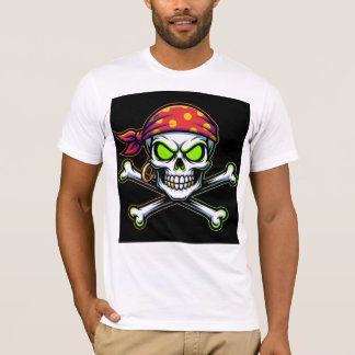 Camiseta Bella+Canvas Caveira Pirata Neon Verde