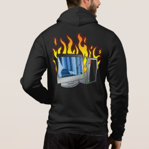 Camiseta Bella do homem-fogo-Canvas-Cheio-Zip Hoodie