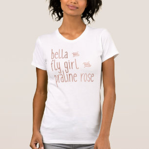 Camiseta Bella e a menina e o Praline da mosca aumentaram