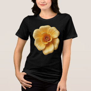 Camiseta Bella Flor Amarelo Dourado Elegante+Canvas