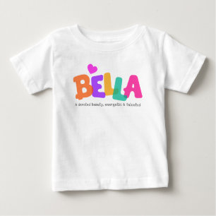 Camiseta Bella name significa roupa de bolhas de mulheres