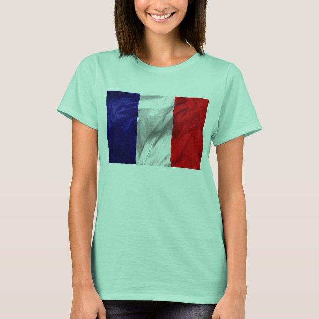 Camiseta Bella Ringer, da França, Bandeira (Frente)