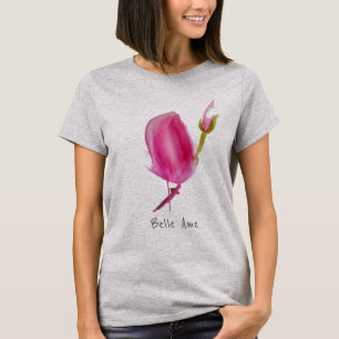 Camiseta Belle Ame belo slogan com Flor Rosa