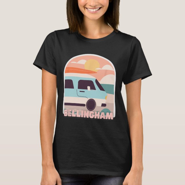 Camiseta Bellingham Beach Retro Pastel Colors Sun And Surfi (Frente)