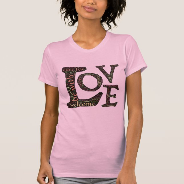 Camiseta Belo amor WordArt - Espalhar amor e compaixão (Frente)