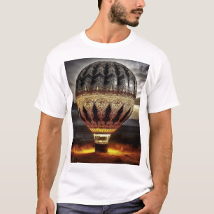 Camiseta Belo Balão Intrincado De Ar Quente Nas Montanhas