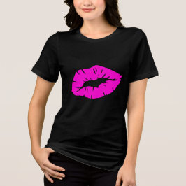 Camiseta Belo Batom Cor-de-Rosa Brincalhão Beijo Isolado