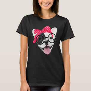 Camiseta Belo Buldogue Francês Vestindo Óculos De Fone Fran