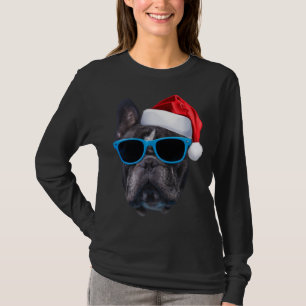Camiseta Belo Bulldog Francês Santa Hat Imagem Engraçada Ch