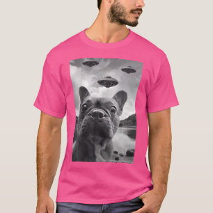 Camiseta Belo Bulldog Francês Selfie Com Ufos Estranhos Pup