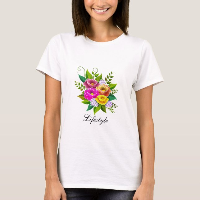Camiseta Belo Buquê Colorido da Flor (Frente)
