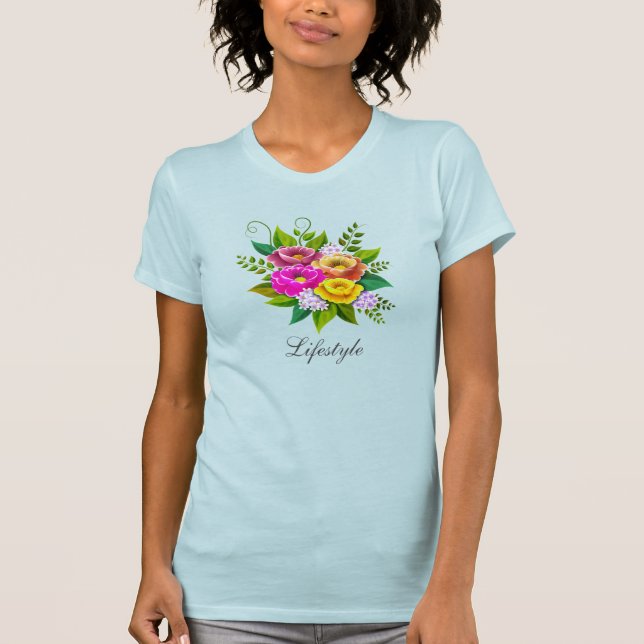 Camiseta Belo Buquê de Flores Coloridas (Frente)