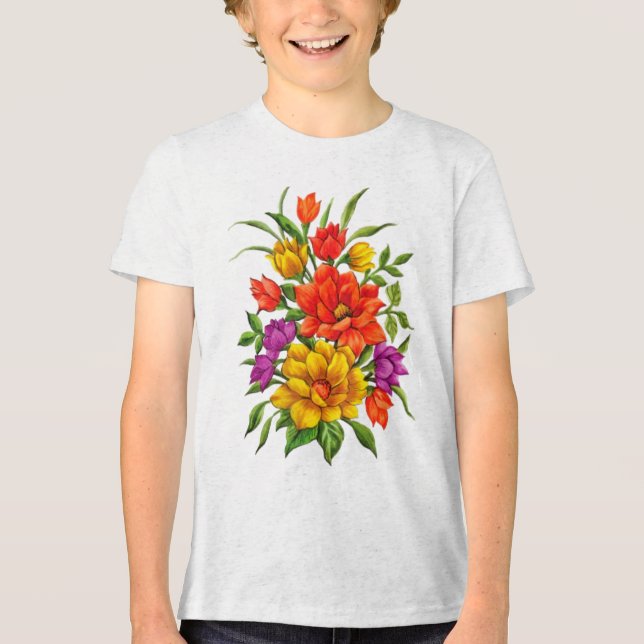 Camiseta Belo Buquê De Flores Em Aquarela-34123 (Frente)