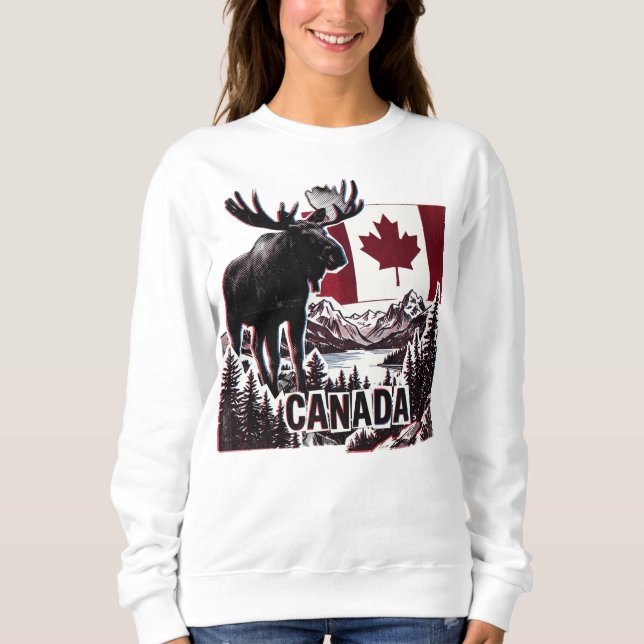 Camiseta Belo Canadá. Bandeira canadense. Alce canadense.  (Frente)