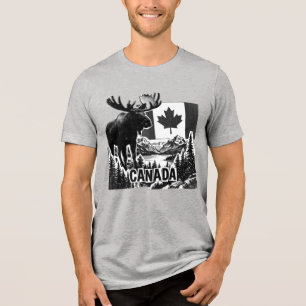 Camiseta Belo Canadá. Bandeira canadense. Alce canadense..