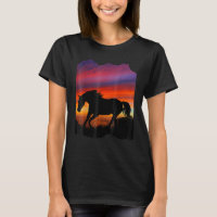 Belo cavalo árabe silhueta sunset laranja p