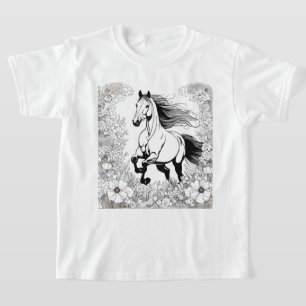 Camiseta Belo Cavalo Rebelde e Flores Pintam a