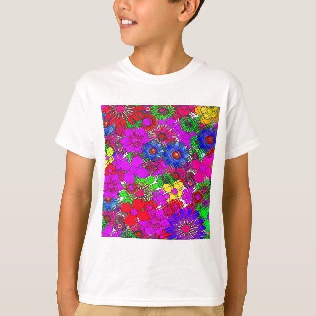 Camiseta Belo Colorir Incrível Design de Padrão Floral (Frente)