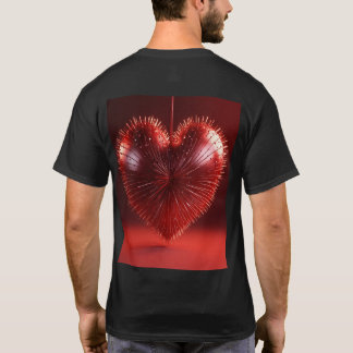 Camiseta belo coração de pico, 3d renderização, 8k, vermelh