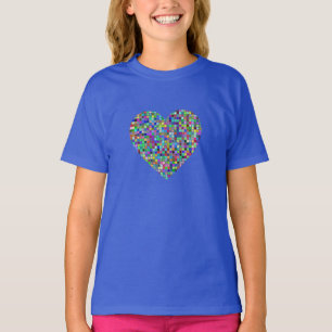 Camiseta Belo Coração de Quadrados Coloridos - Espalhar Amo