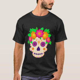 Camiseta Belo crânio com flores Día de los Muertos