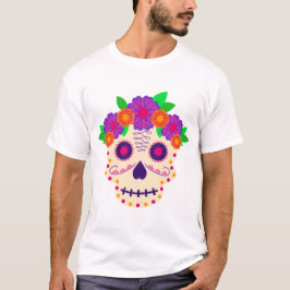 Camiseta Belo crânio com flores Día de los Muertos