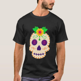Camiseta Belo crânio com flores Día de los Muertos