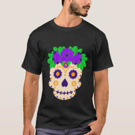 Camiseta Belo crânio com flores Día de los Muertos