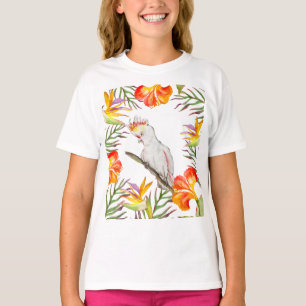 Camiseta Belo desenho de papagaio de aquarela