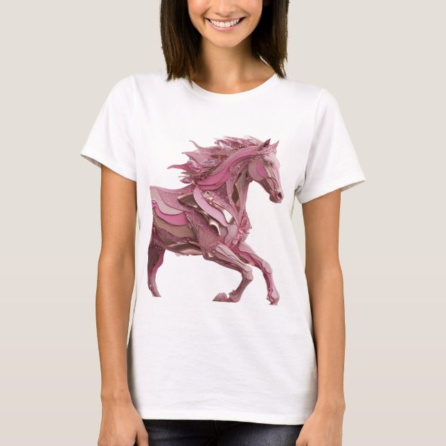 Camiseta Belo Design de CAVALO ROSA Prateado (Frente)