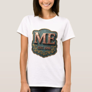 Camiseta Belo Design de Citação ME EST 1988 em Ouro