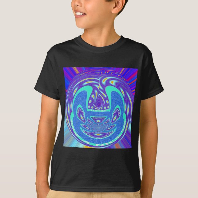 Camiseta Belo design de vetor de caleidoscópio azul ciano (Frente)